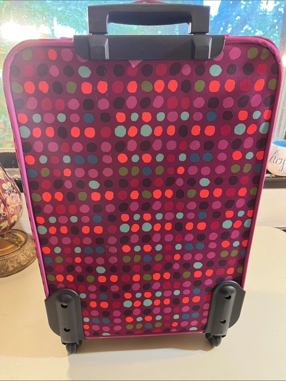 Purple Polka Dot Rolling Luggage Set - Stylish Travel Storage